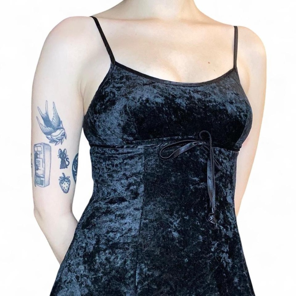 Posse Black Velvet Dress with Spaghetti Straps
